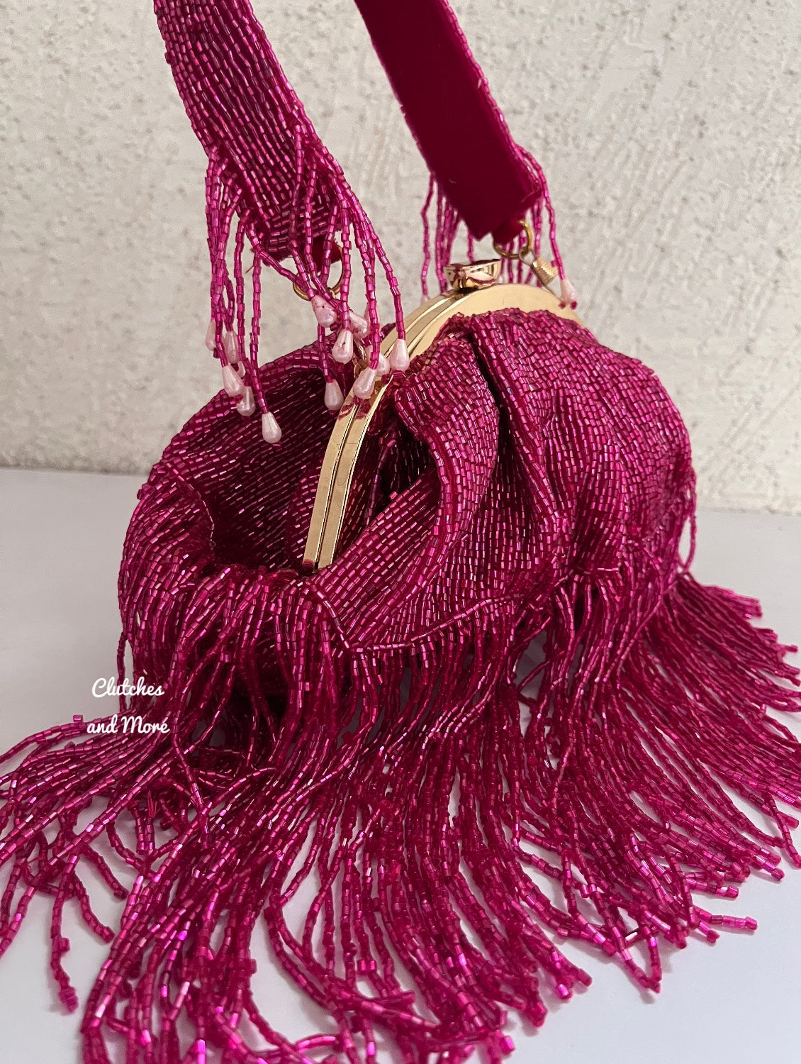 Pink Batua Bag with Tassles