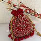 Red Ball Tassles Potli