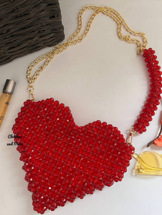 Crystal Heart Clutch Bag