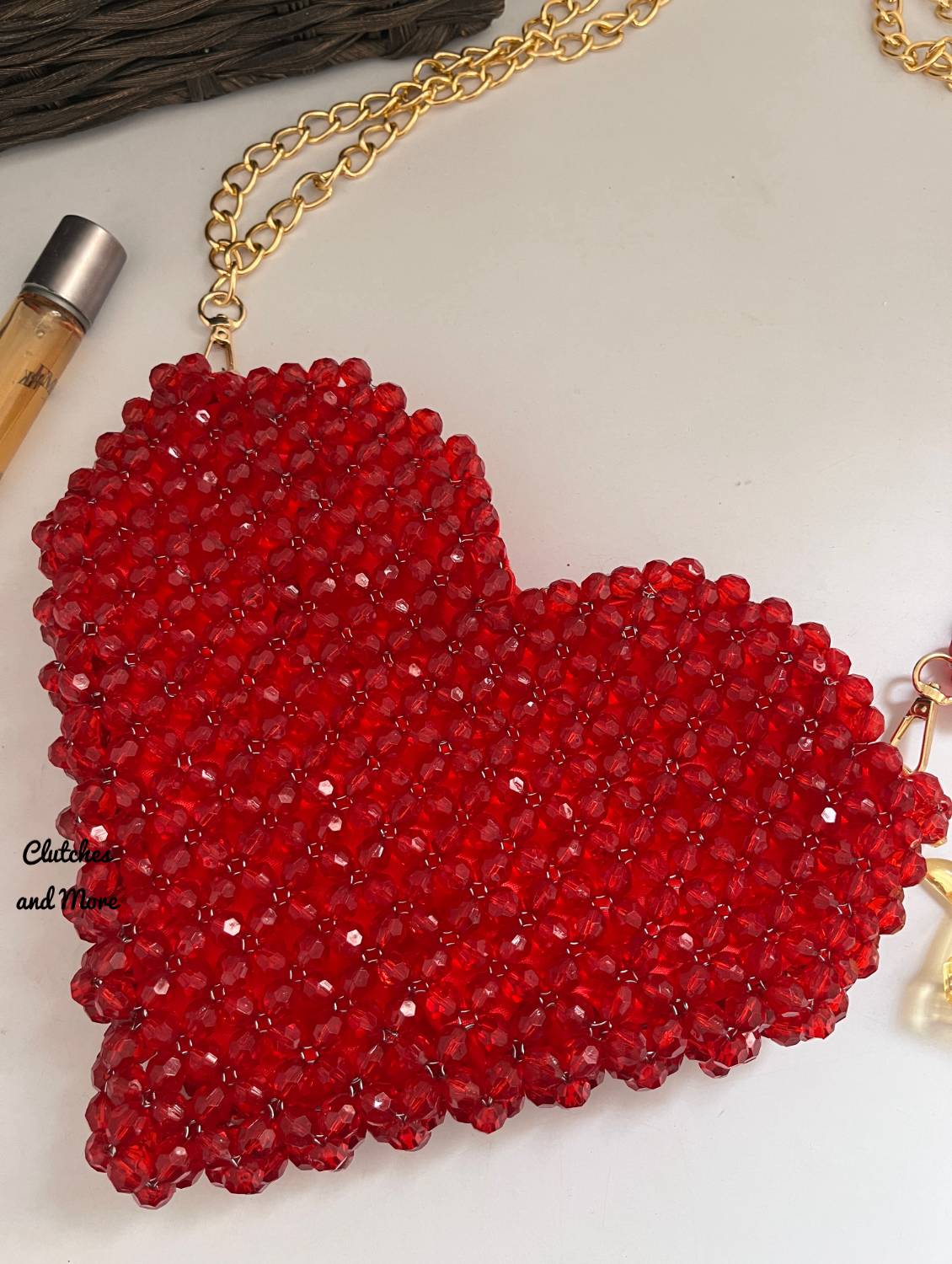 Crystal Heart Clutch Bag