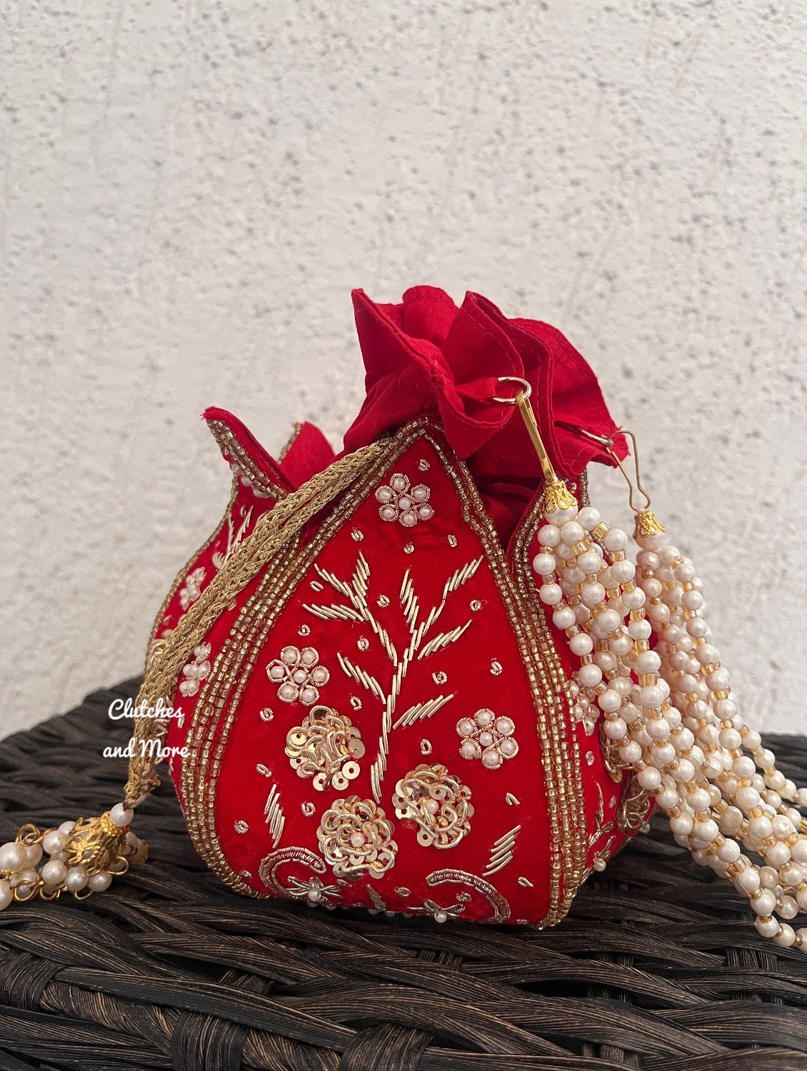 Dabka Lotus Potli Red