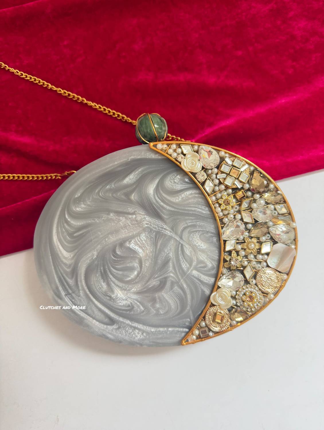 Moonstone Royal Resin Clutch Grey