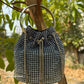 Hazel Rhinestone Bucket Bag Silver Blue