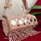 Cylindrical Mirror Bag with Tassles Rose Gold