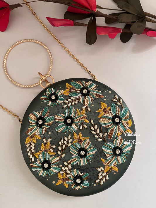 Floret Round Green Clutch