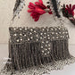 Saanjh Silver and pearl box clutch