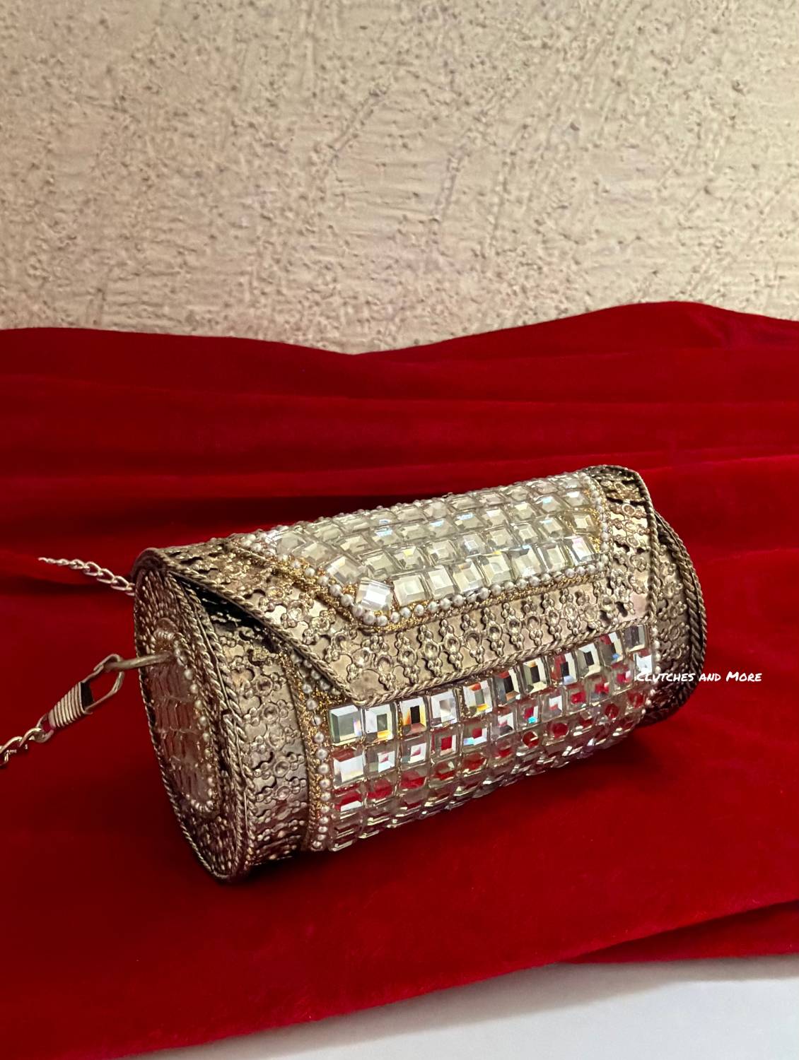 Brass Mini Cylindrical Mirror Clutch