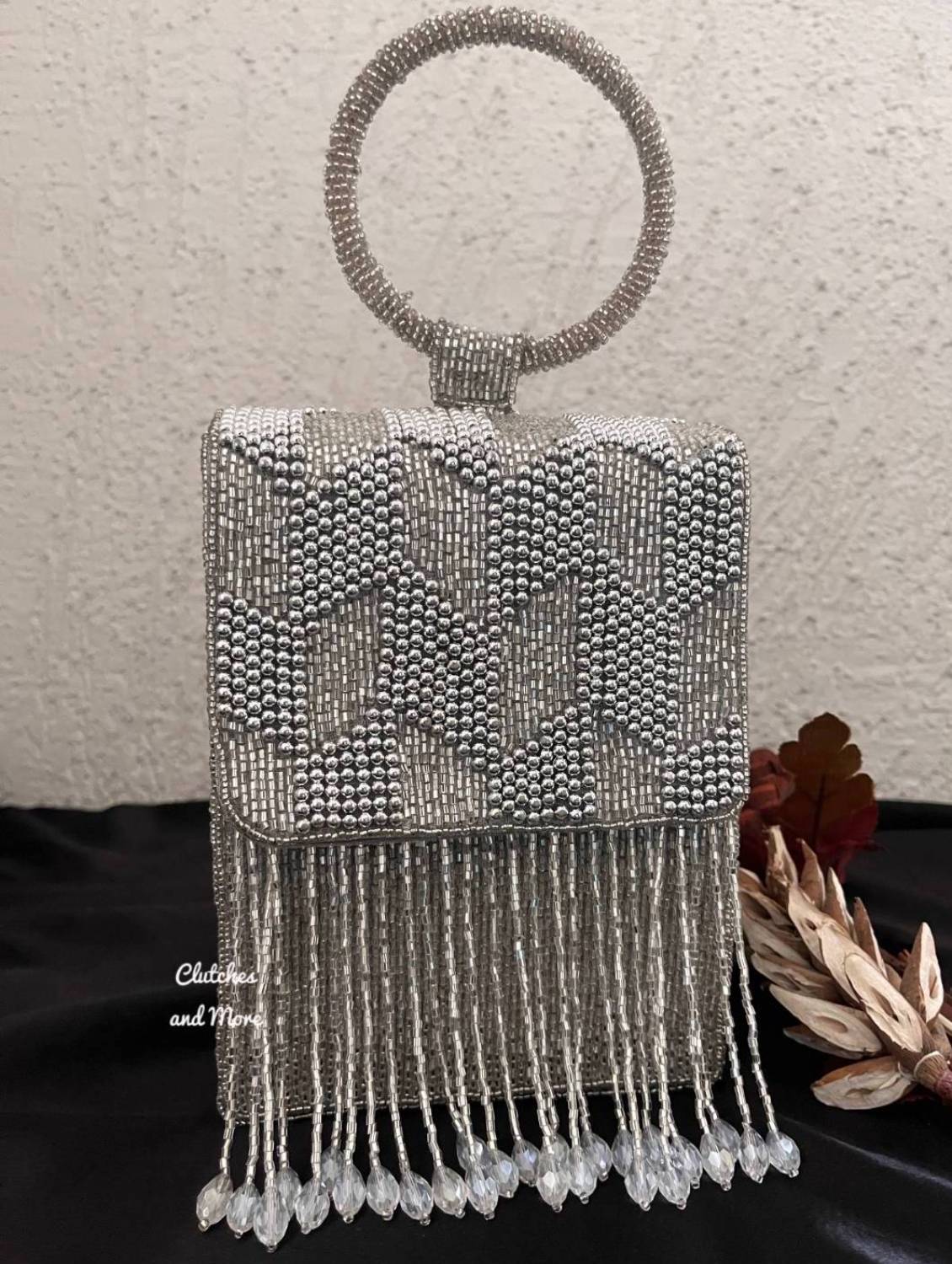 Anarkali Flap Clutch Silver