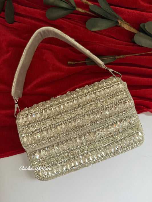 Gauhar Diamond Studded Bag Silver