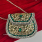 Kasika Kundan Brass Clutch Mini Silver Green