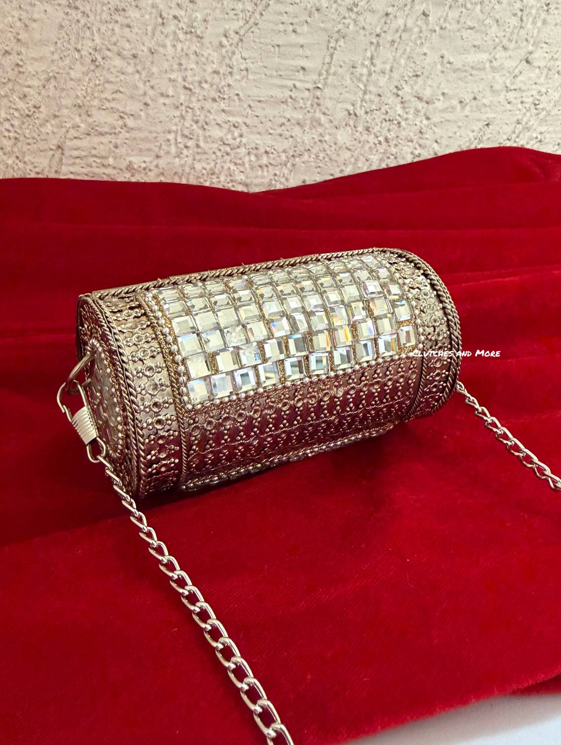 Brass Mini Cylindrical Mirror Clutch