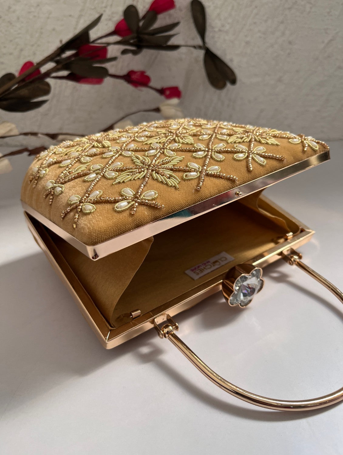 Gold Suitcase Clutch