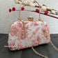 Pink White Floral Clutch