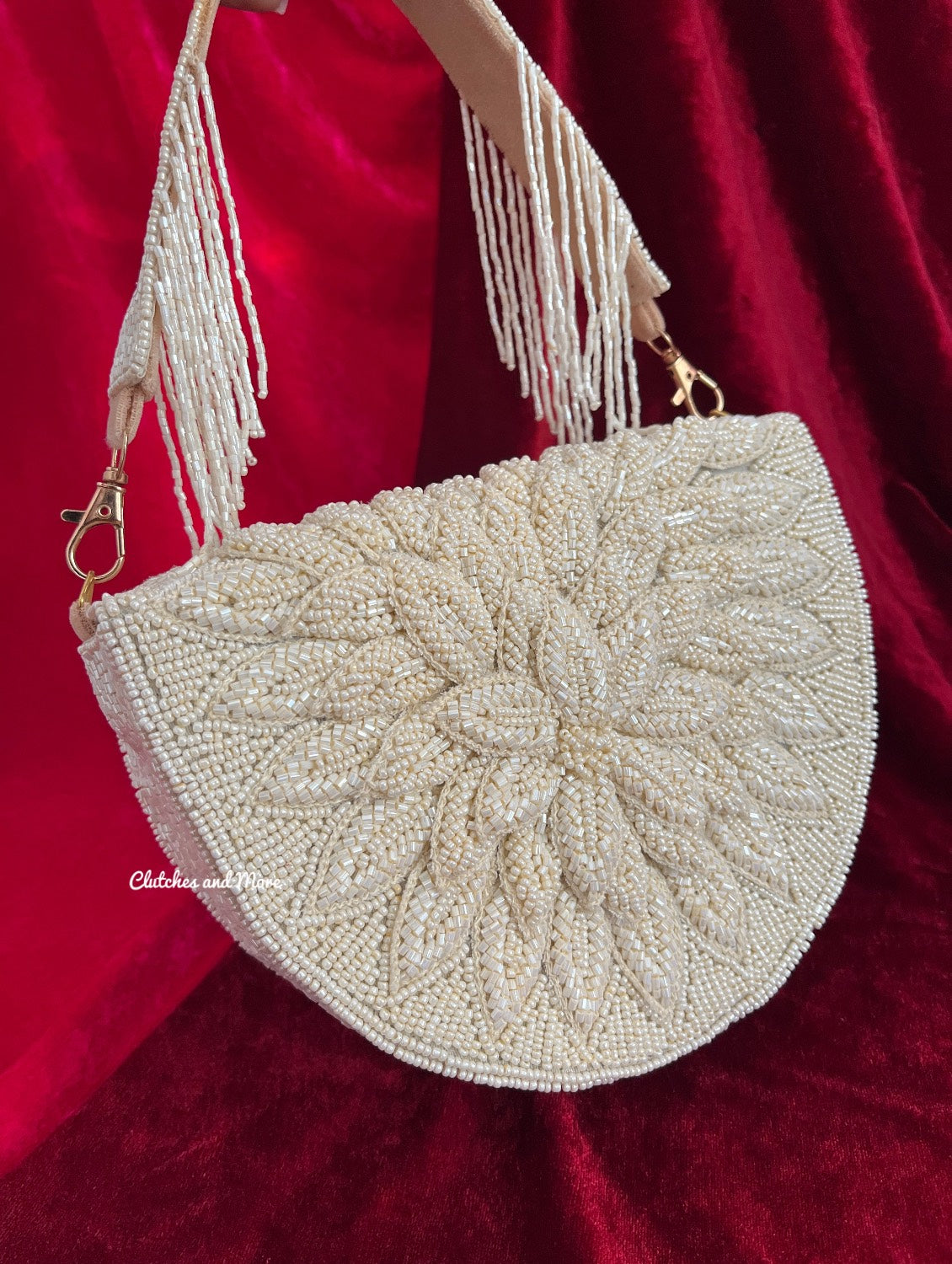 Luxury Rosetta Leaf Flap Bag White