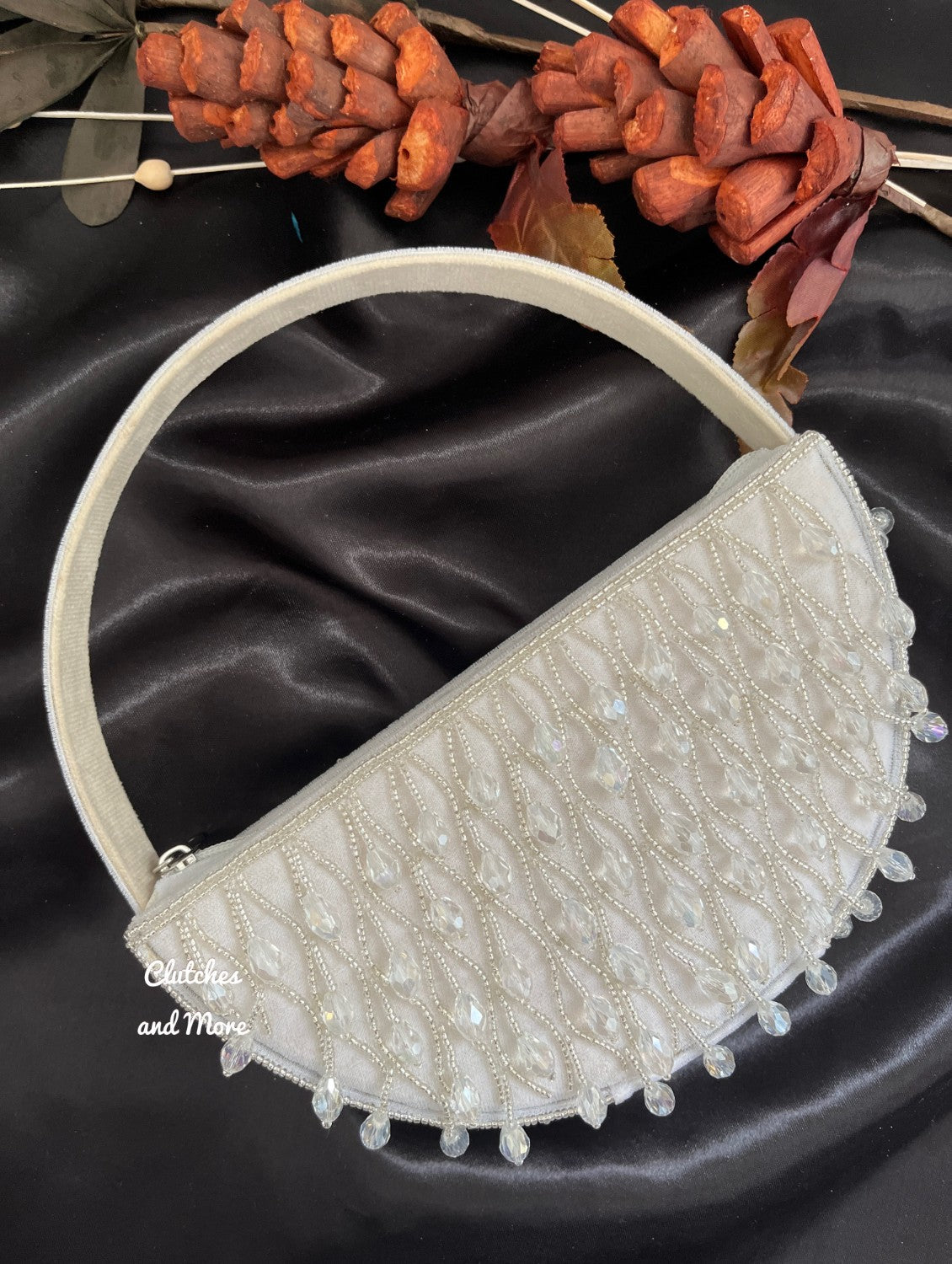 Crystal Chand Premium Clutch White