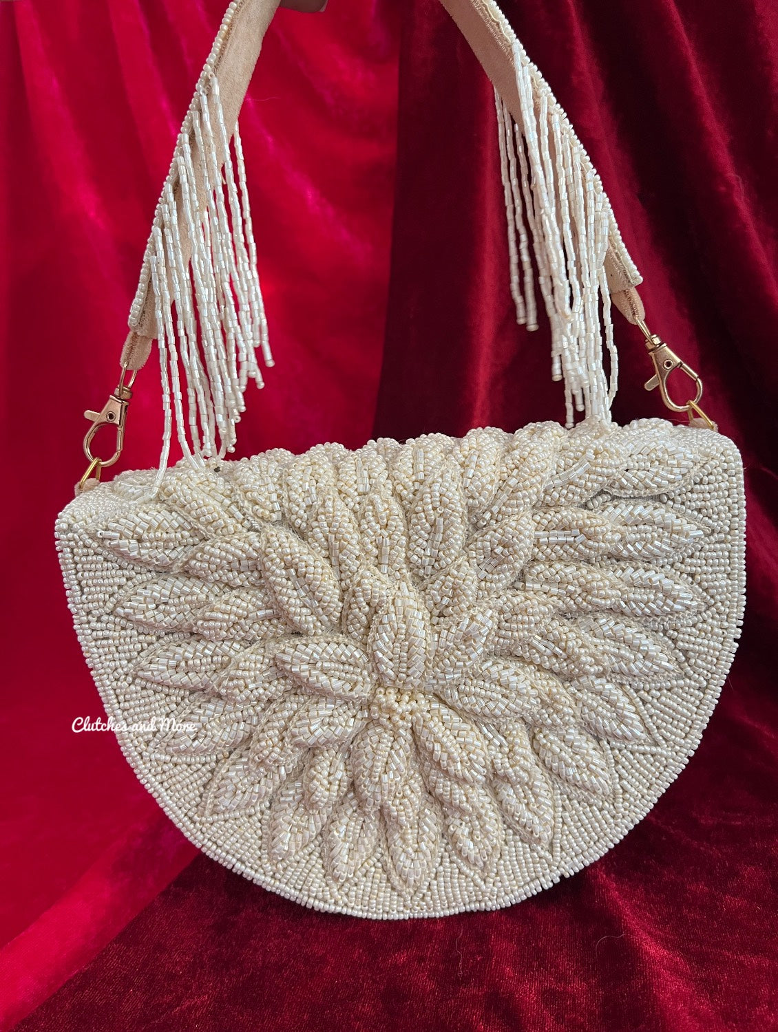 Luxury Rosetta Leaf Flap Bag White