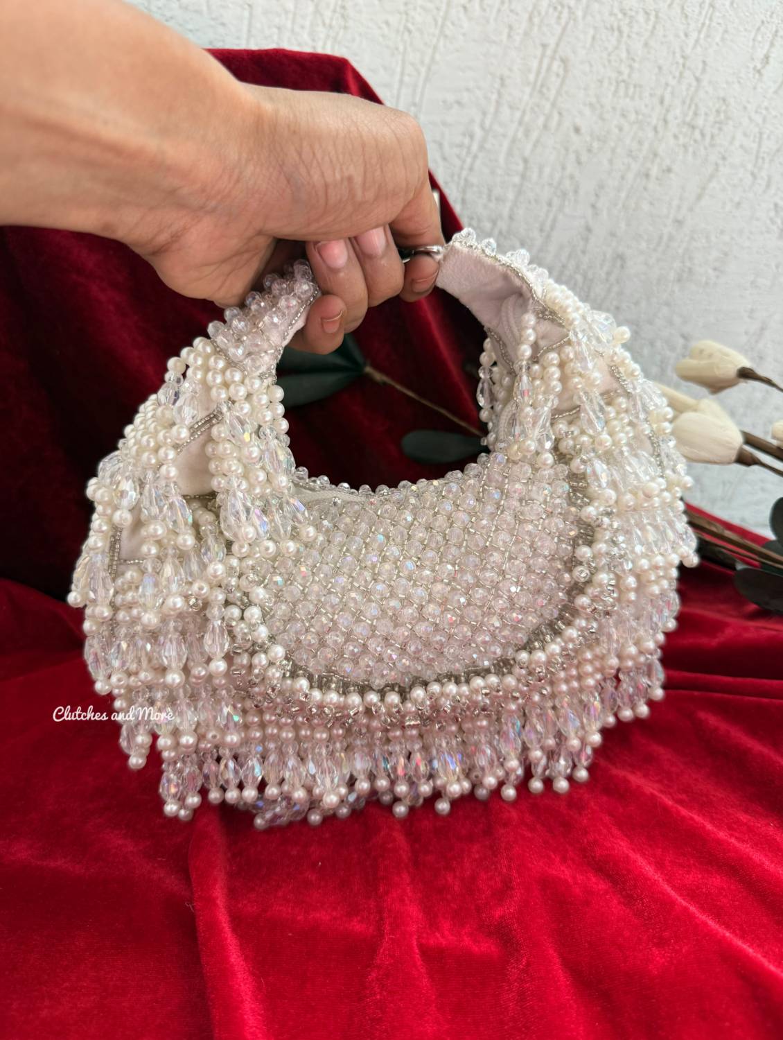Alice Premium White Crystal Moon Bag