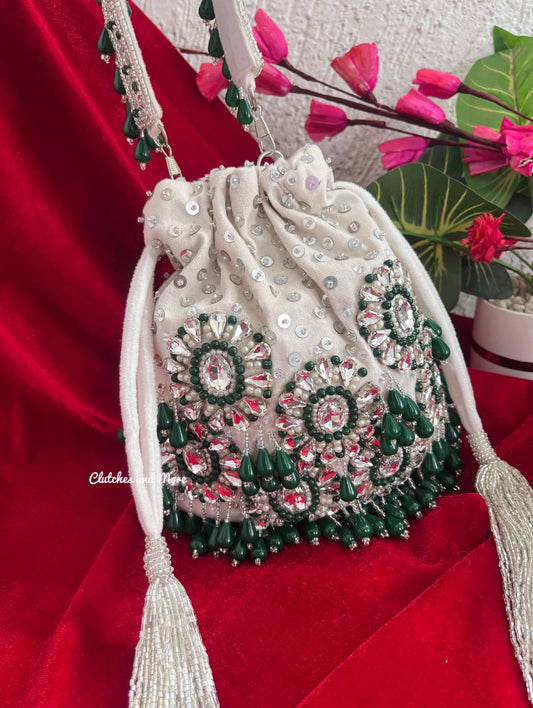 Kayra Kundan White Potli