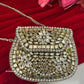 Kasika Kundan Brass Clutch Mini Silver