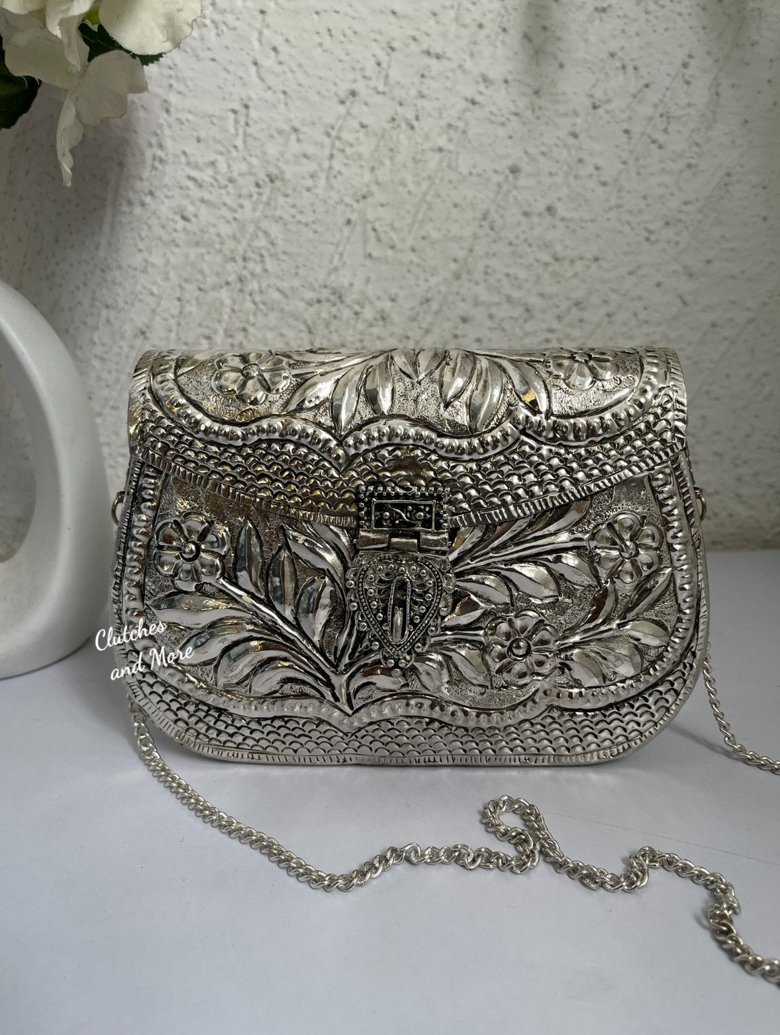 Brass Silver Leaf Clutch