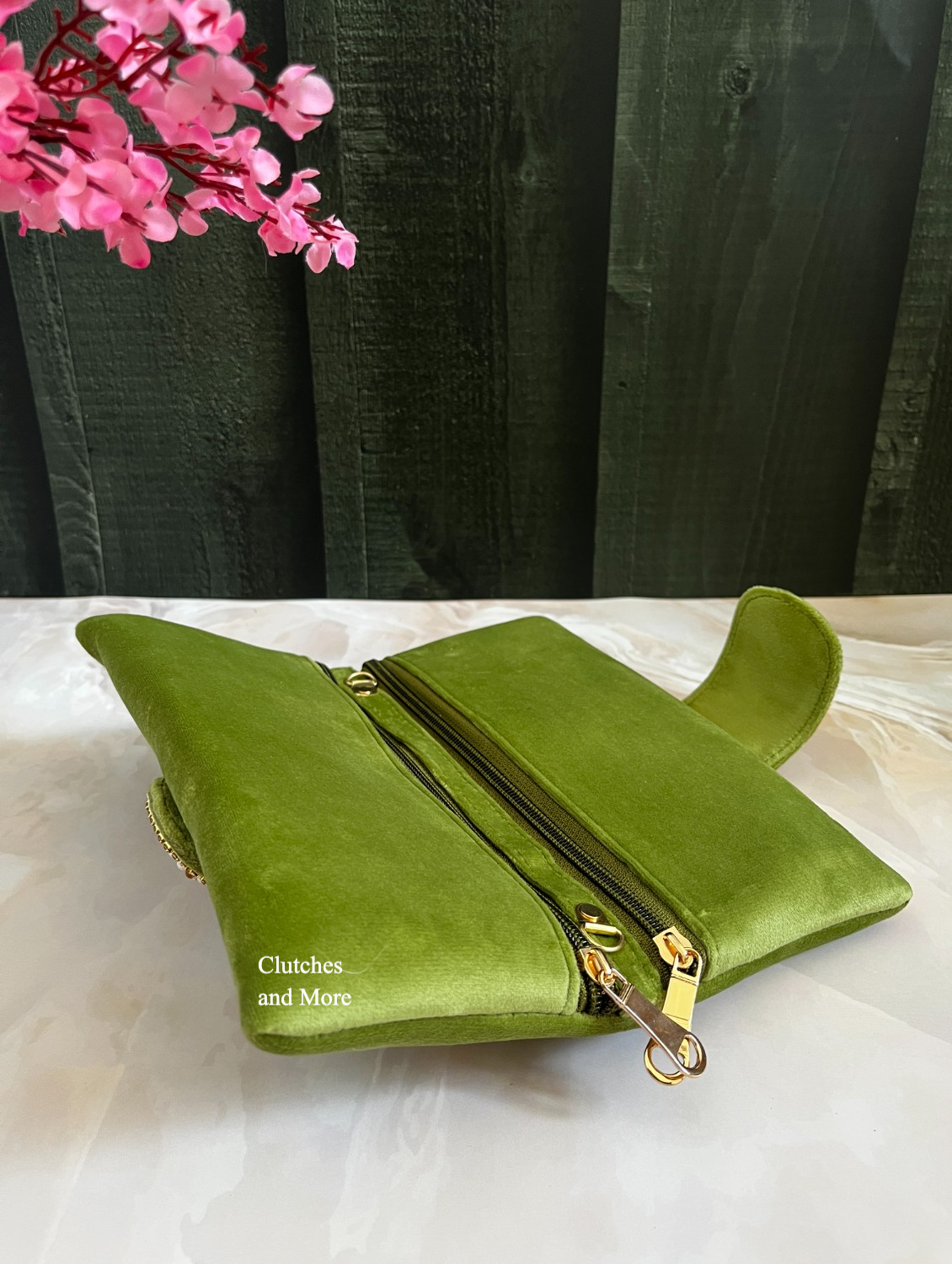 Olive green cheap suede clutch bag