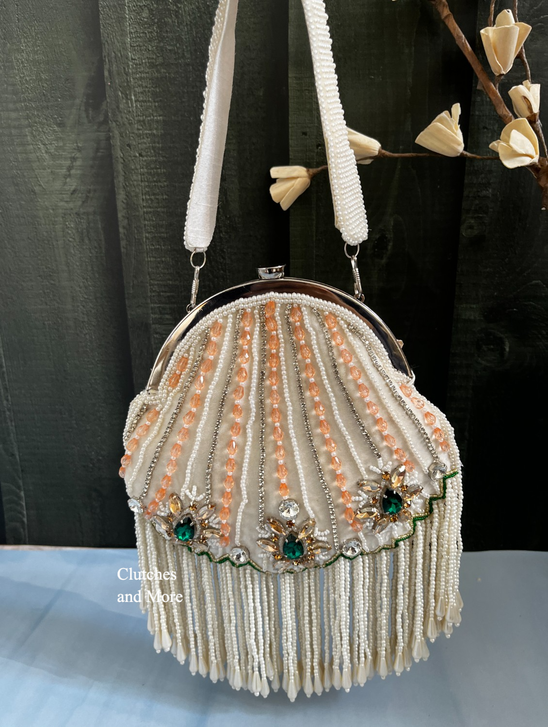 White Stone studded batua Bag