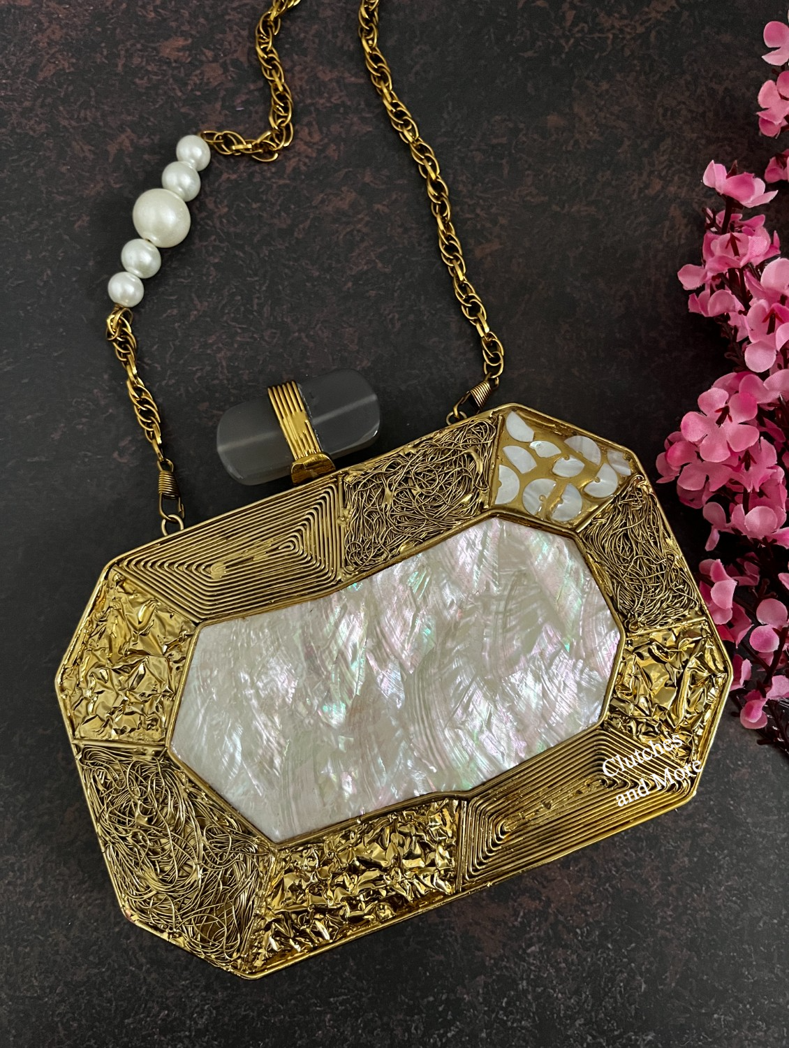 Mother of pearl octagon clutch