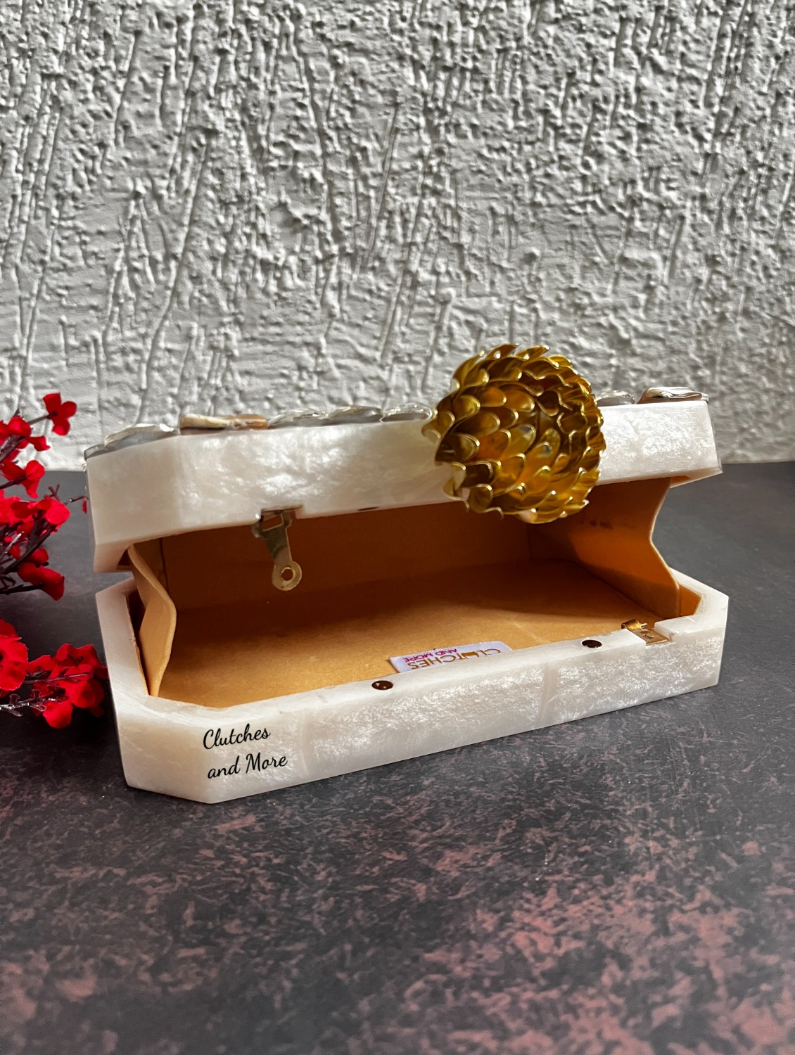 Off White Resin Octagon Clutch