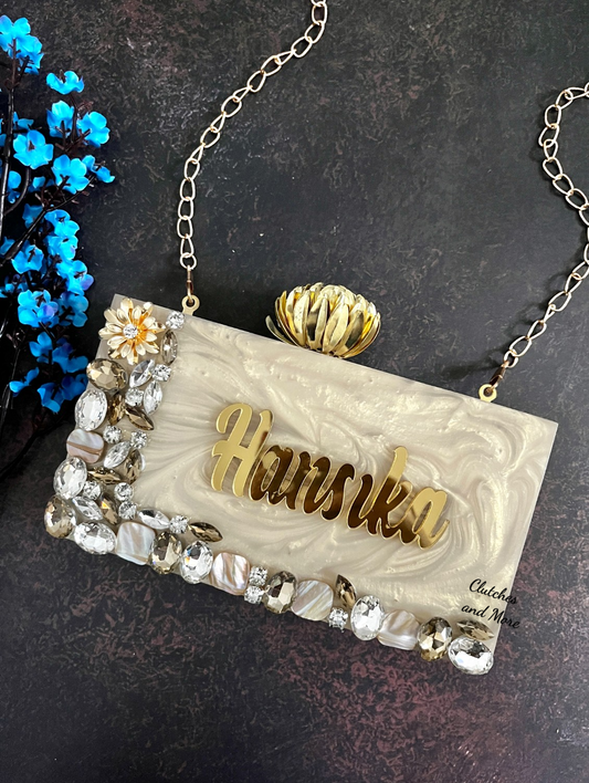 Light Gold Name Clutch