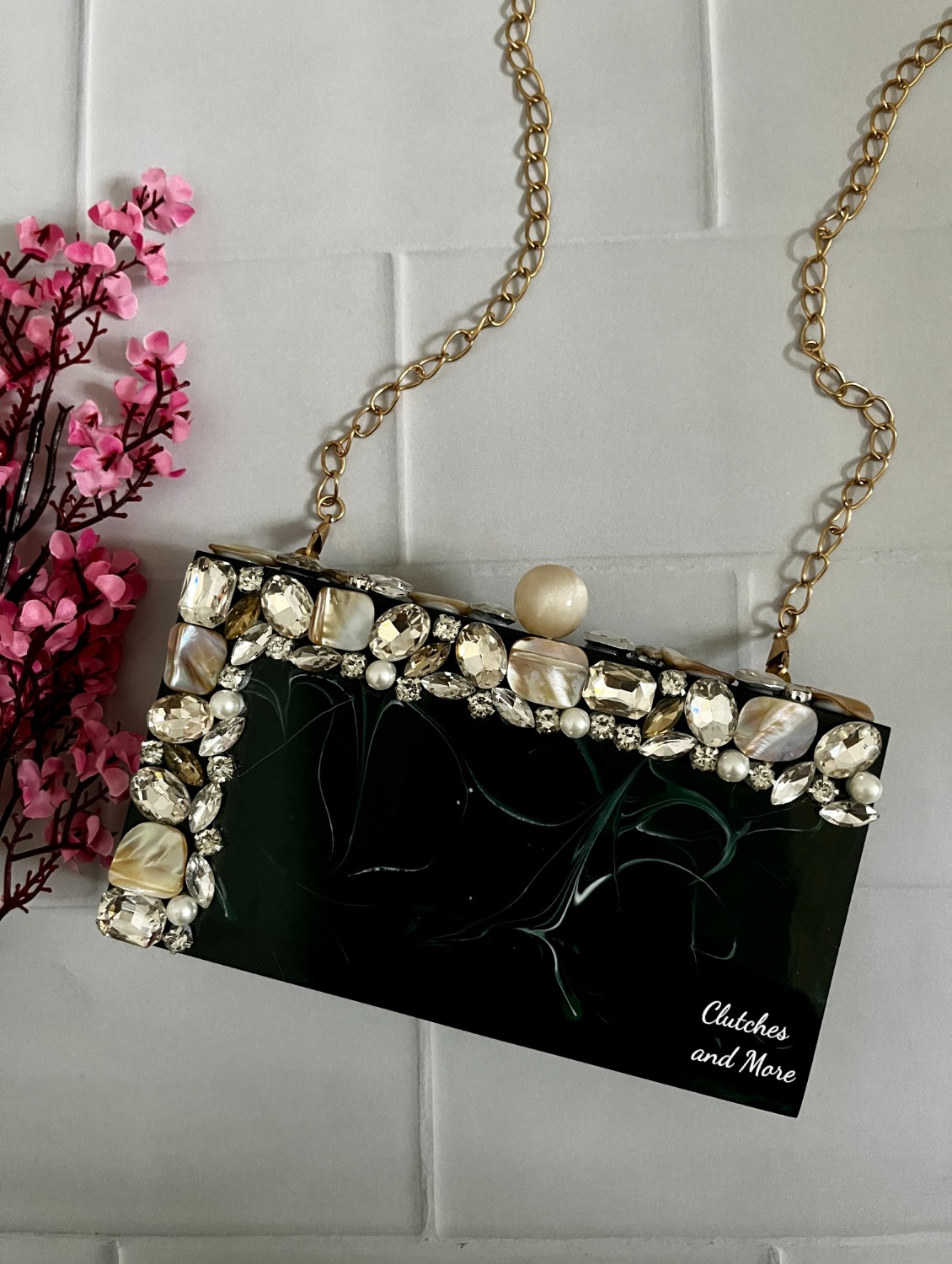 Bottle Green resin clutch