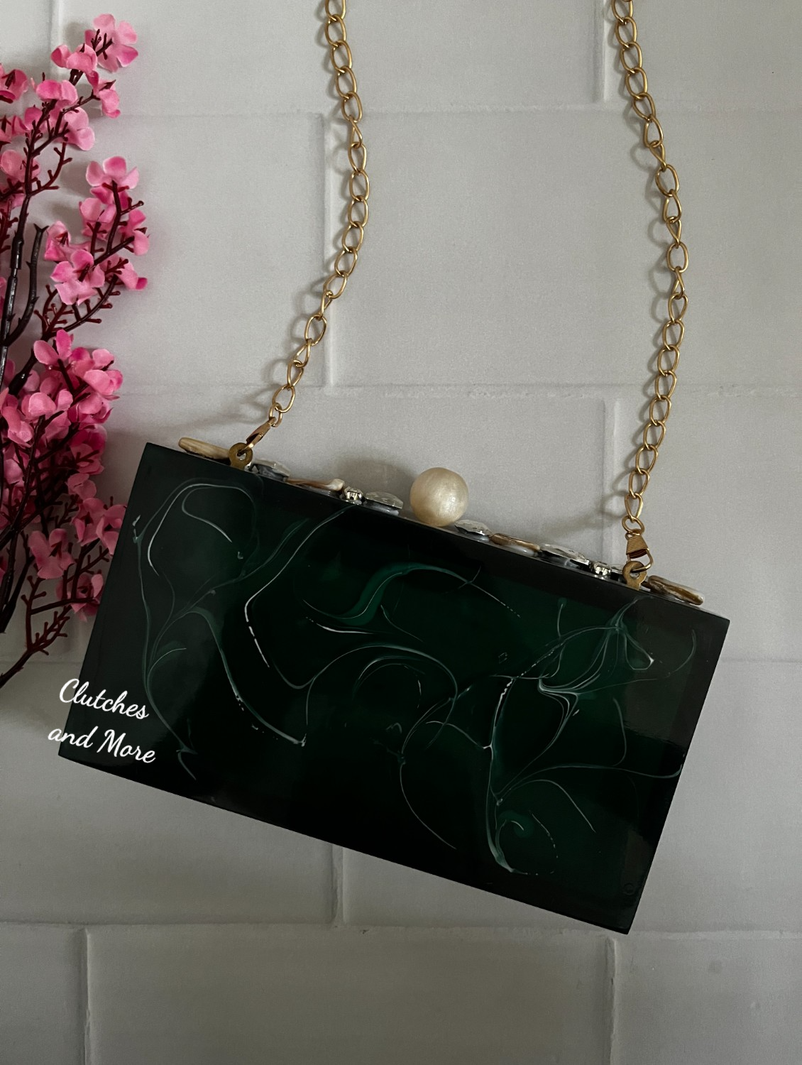 Bottle Green resin clutch