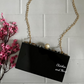 Black resin clutch with Name