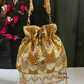 Gold Crystal Droplets Potli