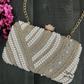 Pearl White Silver clutch
