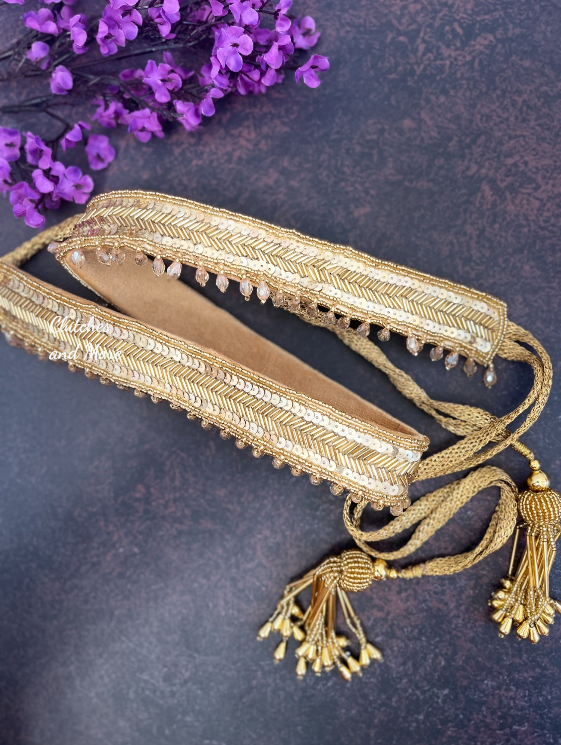 golden crystal waist belt