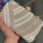 Pearl White Silver clutch
