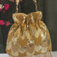 Gold Crystal Droplets Potli