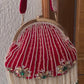 Rimjhim Red Stone Studded batua bag