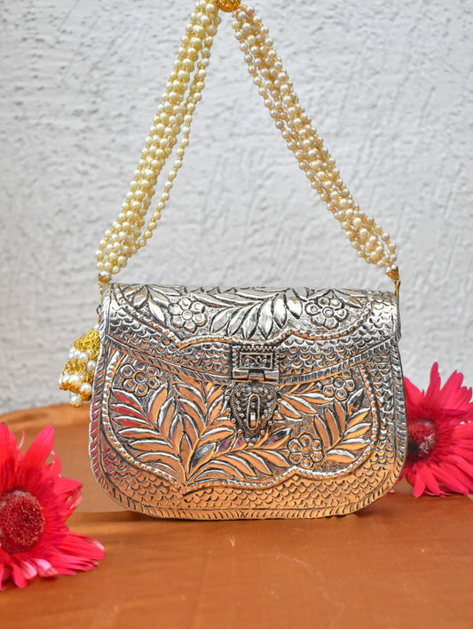 Brass Silver Leaf Clutch