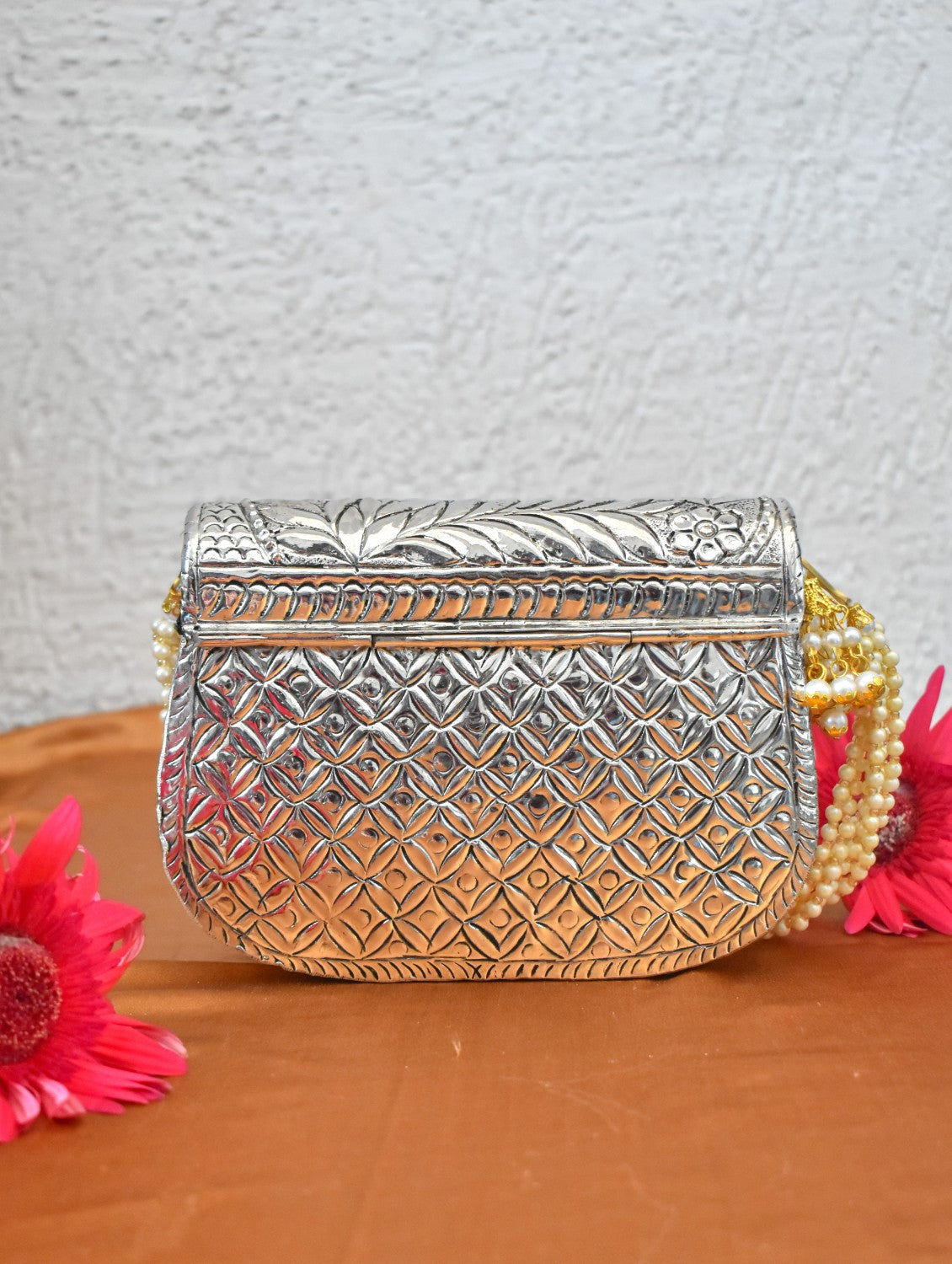 Brass Silver Leaf Clutch