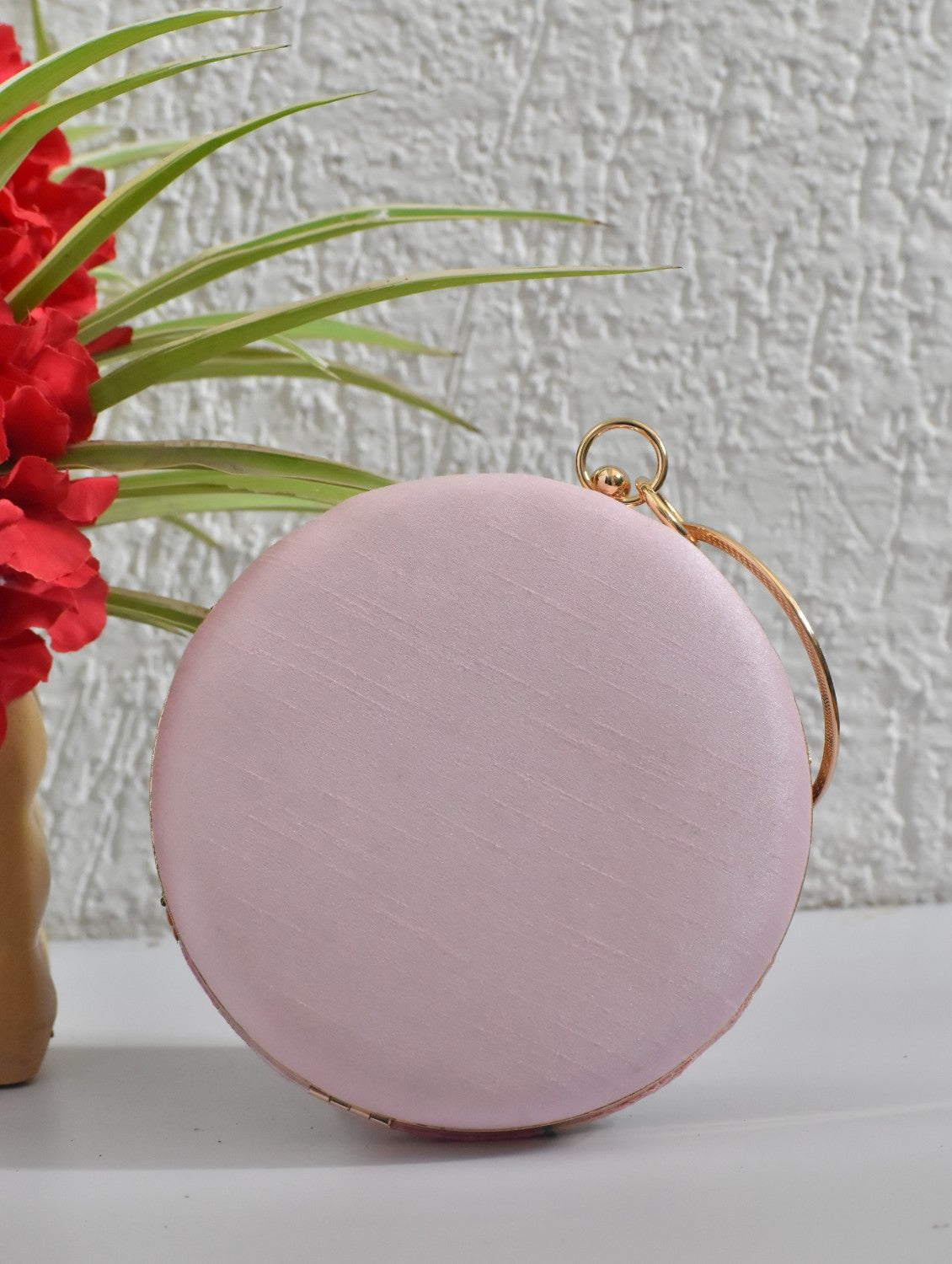 Pink butterfly round clutch