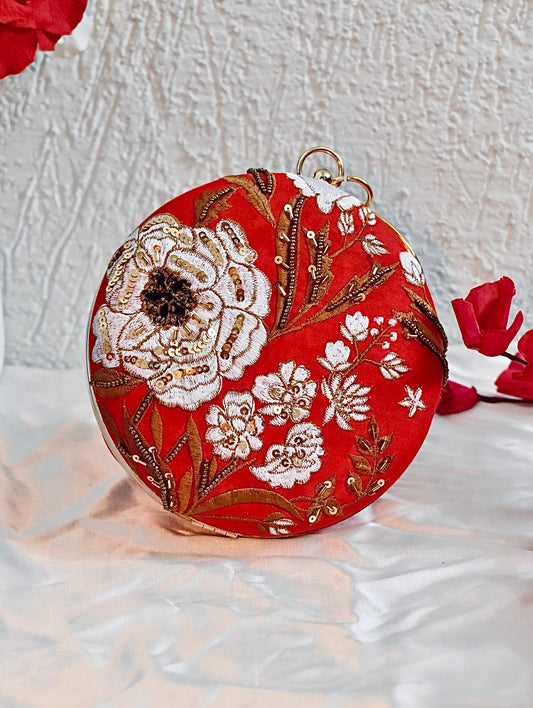 Red round clutch