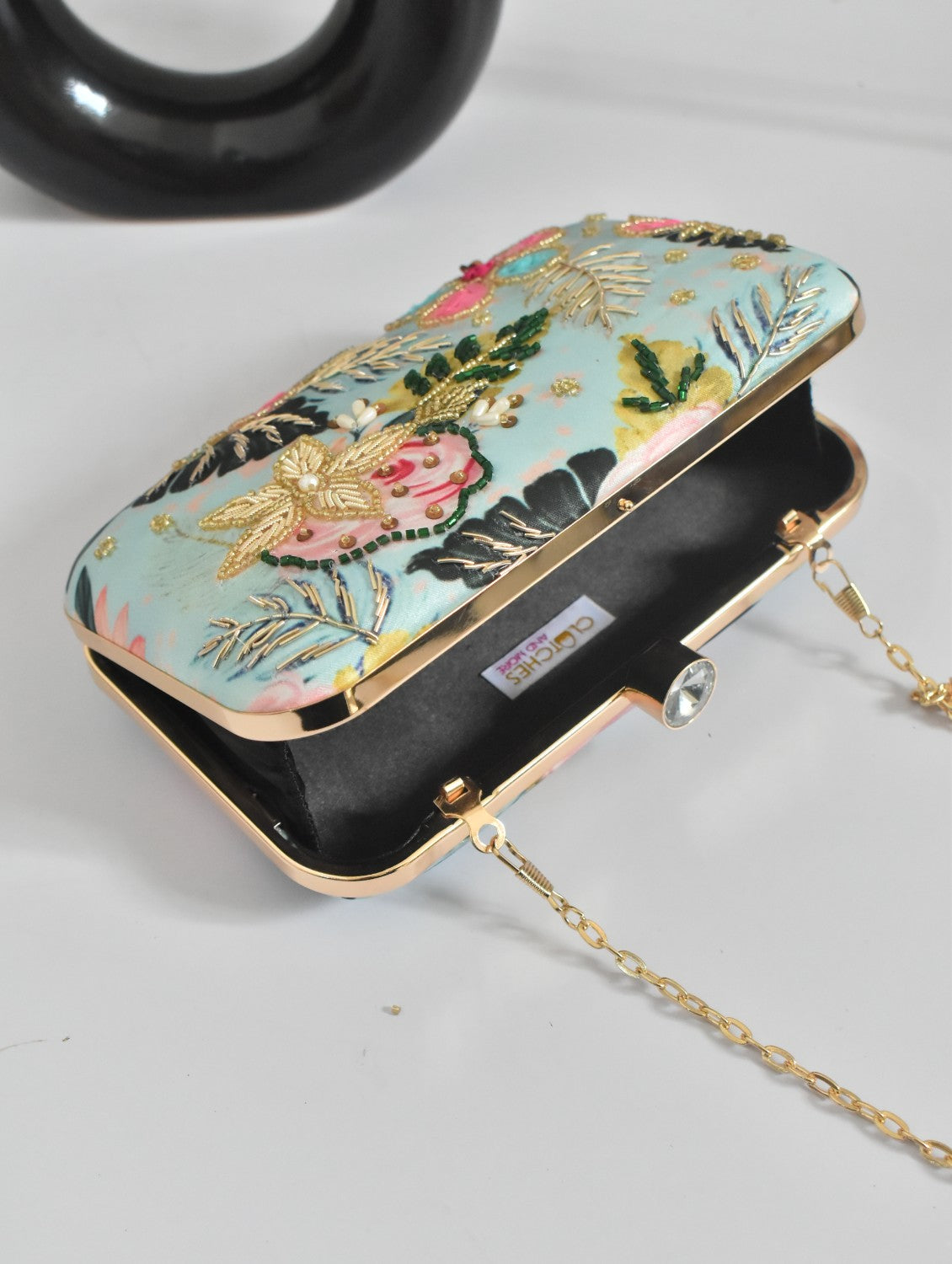 Light Blue Floral clutch