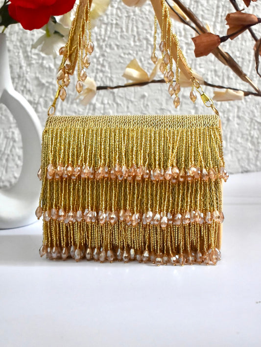 Crystal Flap Bag (Gold)