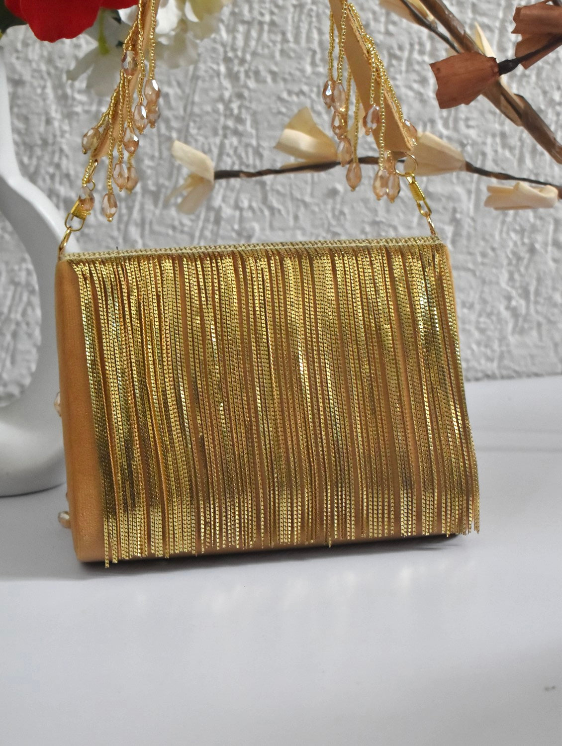 Crystal Flap Bag (Gold)