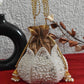 White pearl diamond studded lotus potli