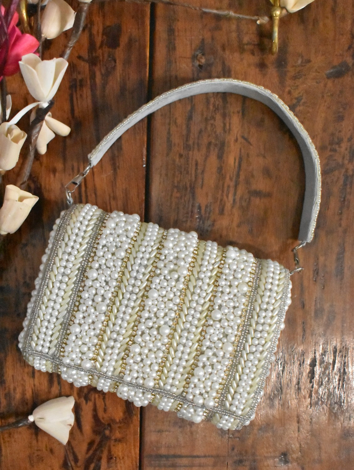 White Pearl Flap Bag