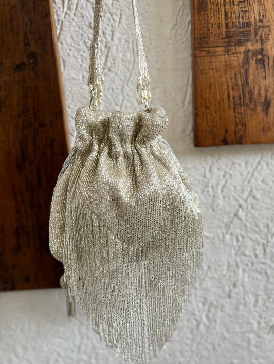 silver long tassle potli