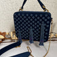 blue briefcase bag style clutch