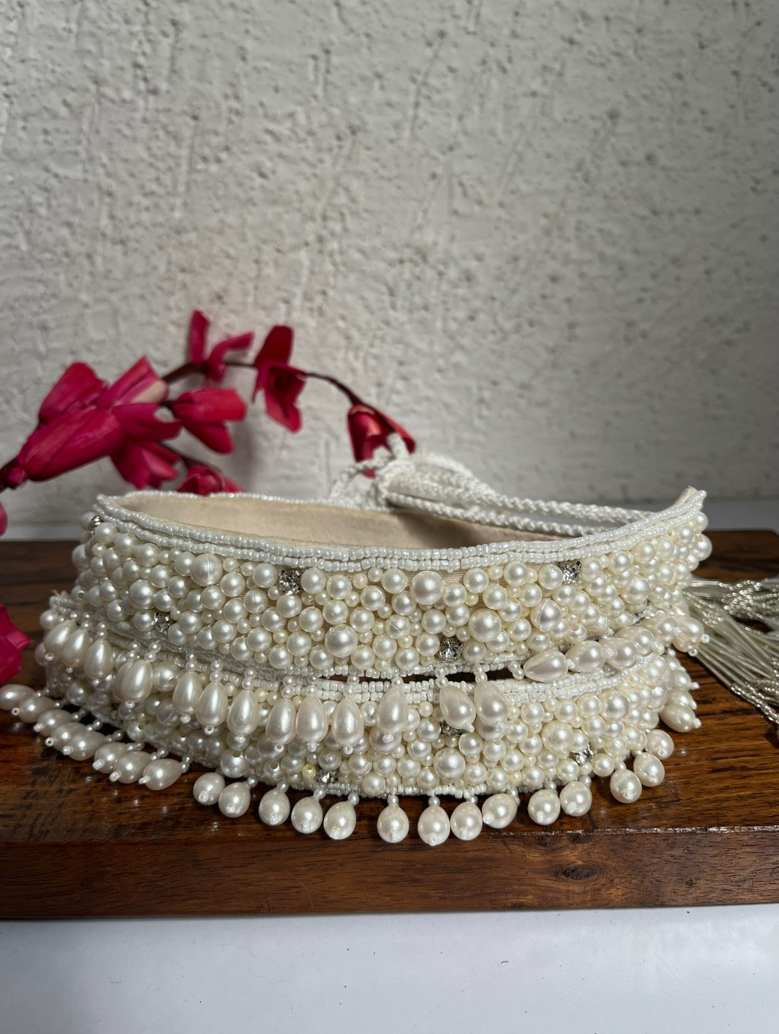 White pearl waist belt